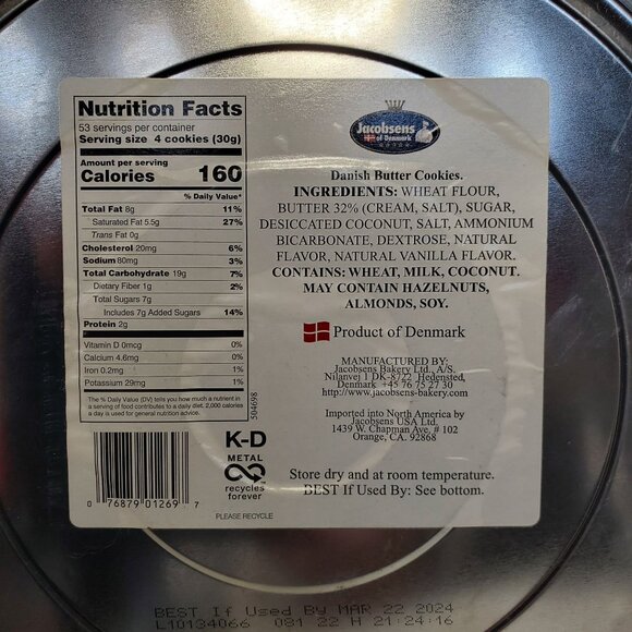 Jacobsen's Danish Bakery Butter Cookies Collectible Tin Empty Product of Denmark - Picture 11 of 12